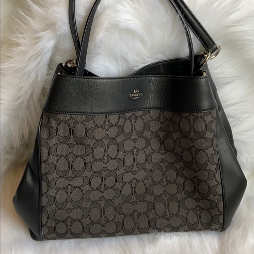 Coach Lexy Handbag Purse Tote Black and Gray
